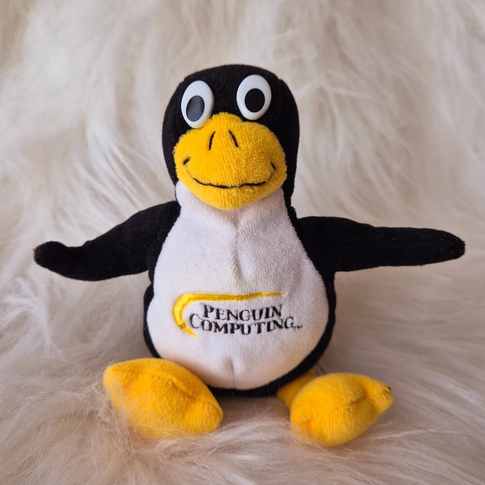 Vintage Penguin Computing Tux Linux Mascot Plush Rare Tech Promo 7.5"